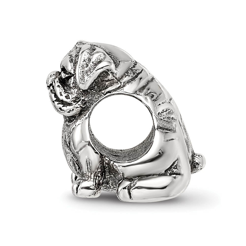 Alternate view of the Sterling Silver Bulldog Bead Charm by The Black Bow Jewelry Co.