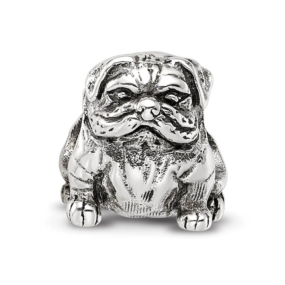 Alternate view of the Sterling Silver Bulldog Bead Charm by The Black Bow Jewelry Co.