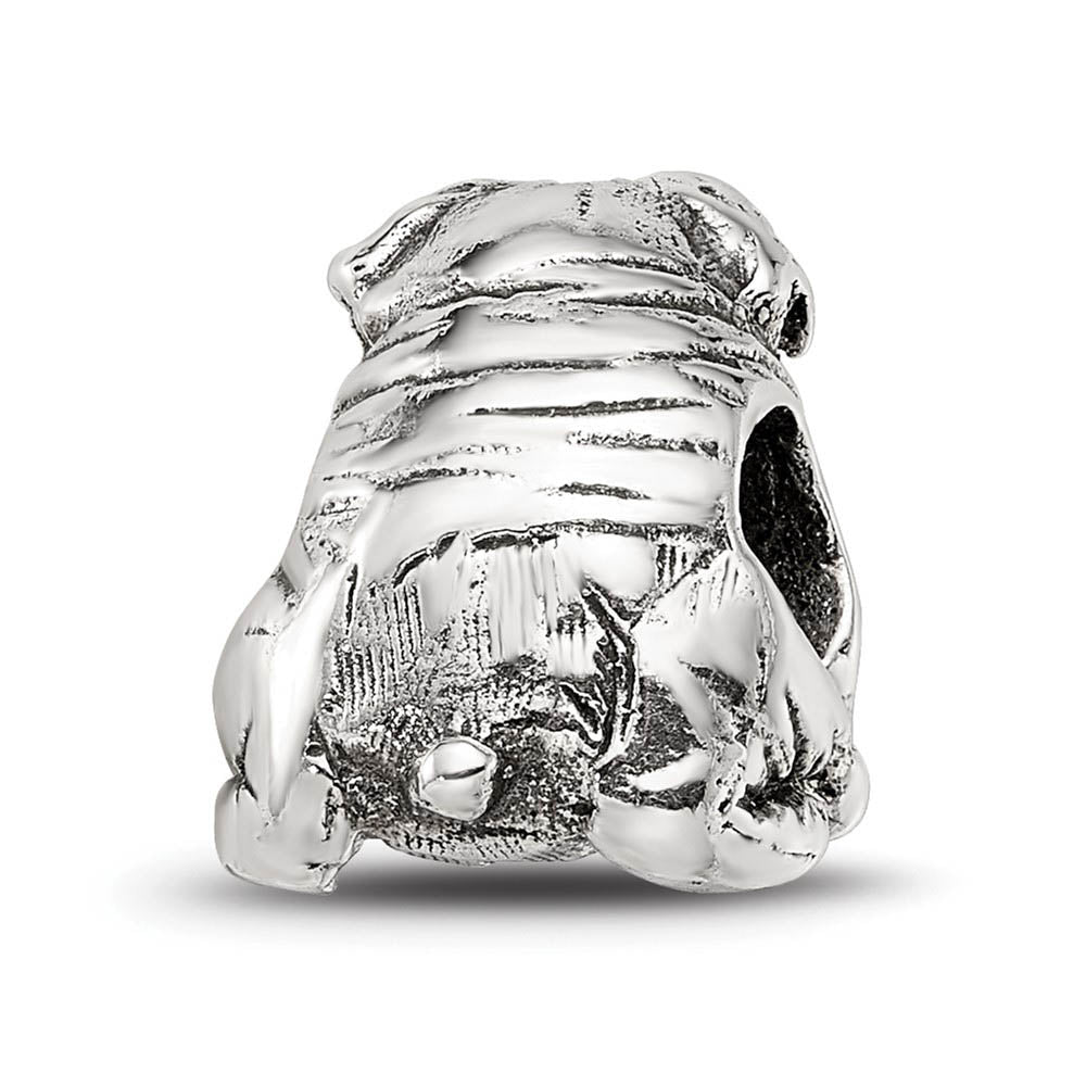 Alternate view of the Sterling Silver Bulldog Bead Charm by The Black Bow Jewelry Co.