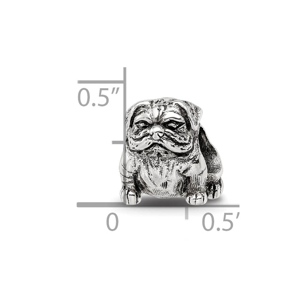 Alternate view of the Sterling Silver Bulldog Bead Charm by The Black Bow Jewelry Co.