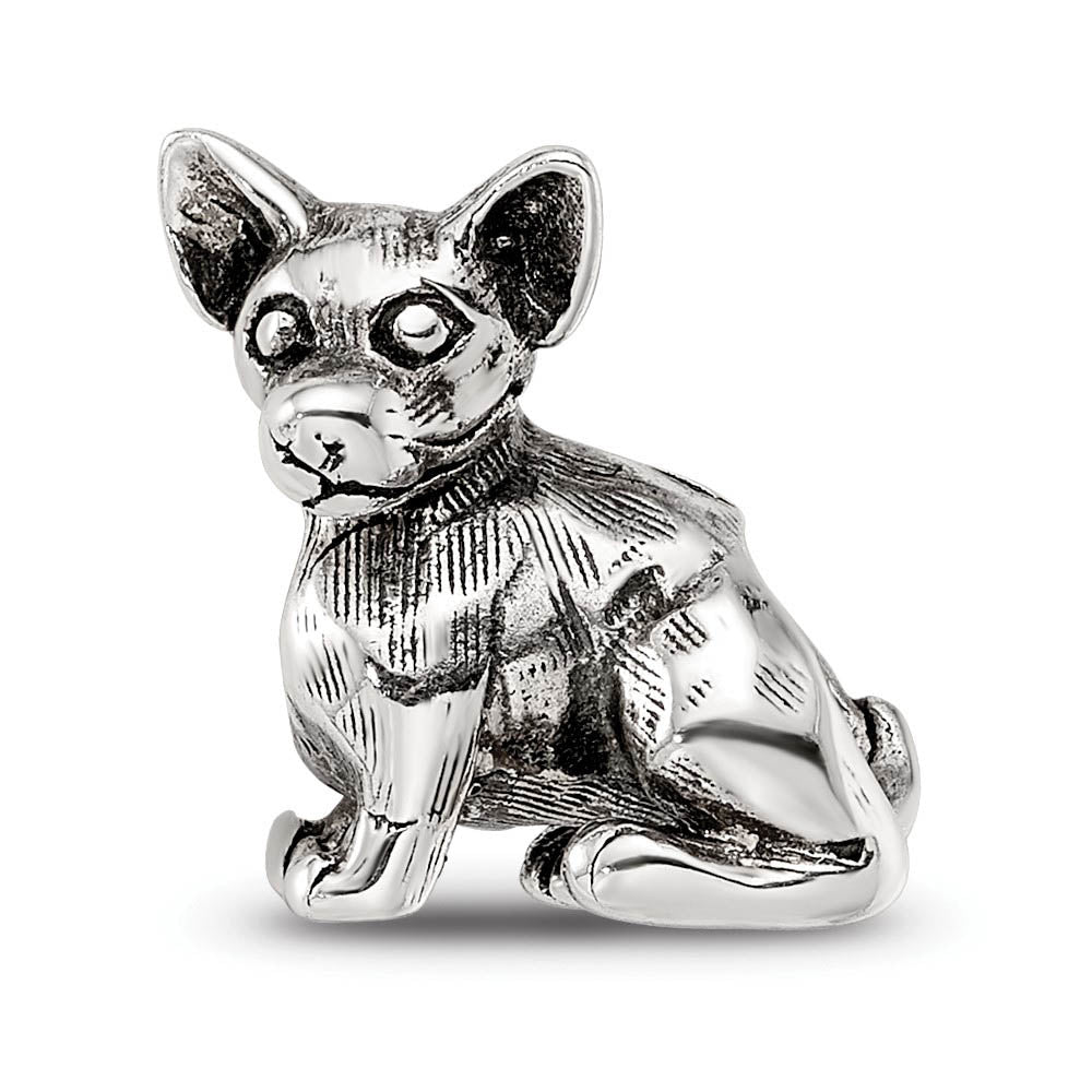 Alternate view of the Sterling Silver Chihuahua Bead Charm by The Black Bow Jewelry Co.