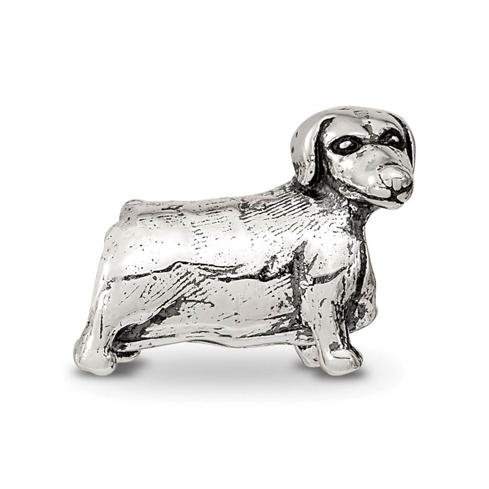 Alternate view of the Sterling Silver Dachshund Bead Charm by The Black Bow Jewelry Co.