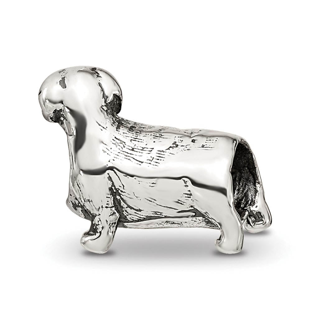 Alternate view of the Sterling Silver Dachshund Bead Charm by The Black Bow Jewelry Co.