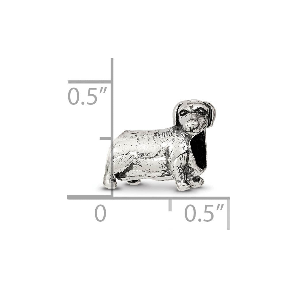 Alternate view of the Sterling Silver Dachshund Bead Charm by The Black Bow Jewelry Co.