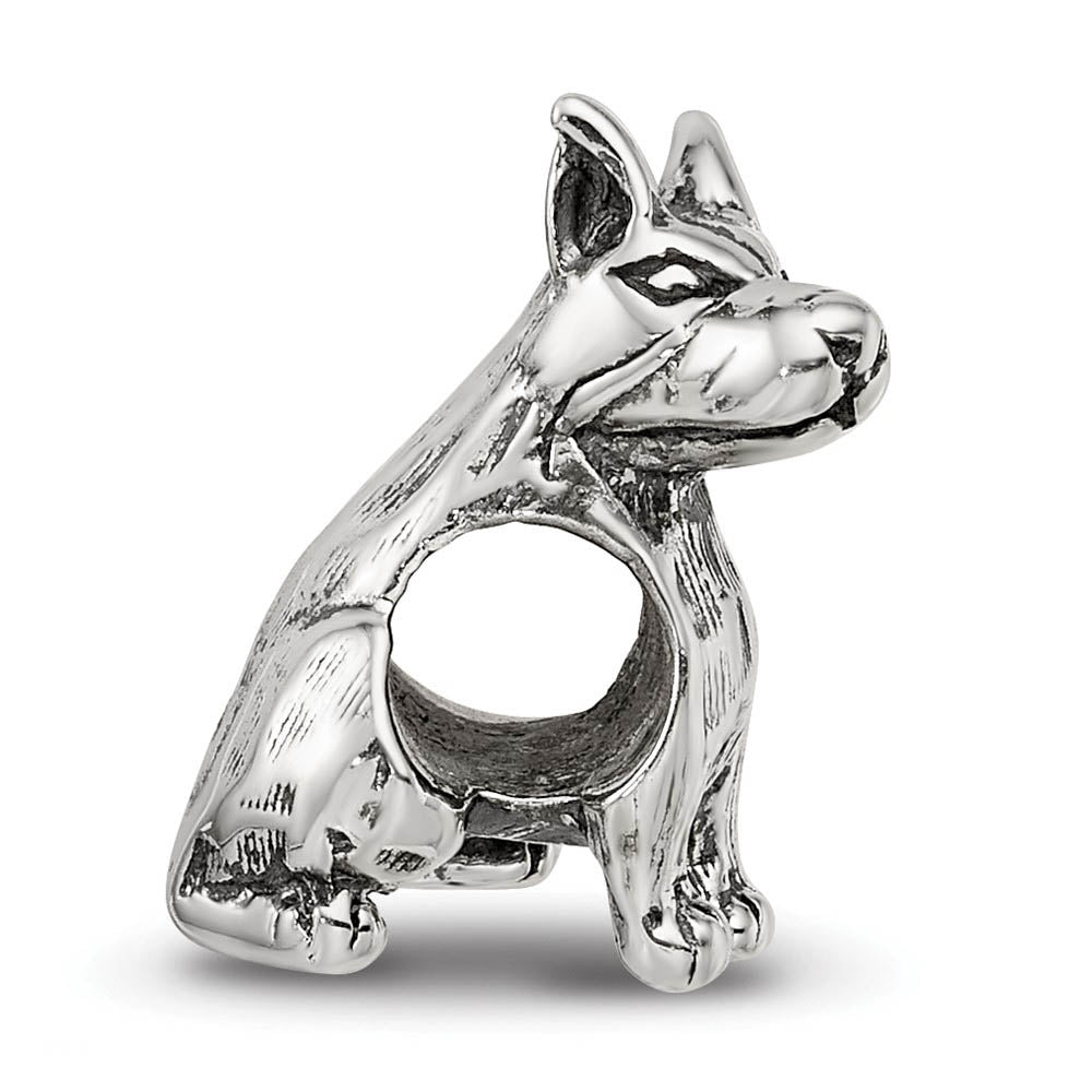 Alternate view of the Sterling Silver Doberman Pinscher Bead Charm by The Black Bow Jewelry Co.