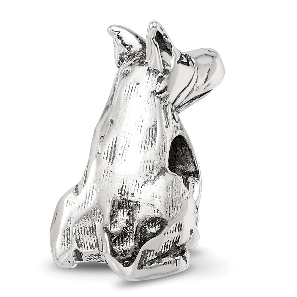 Alternate view of the Sterling Silver Doberman Pinscher Bead Charm by The Black Bow Jewelry Co.