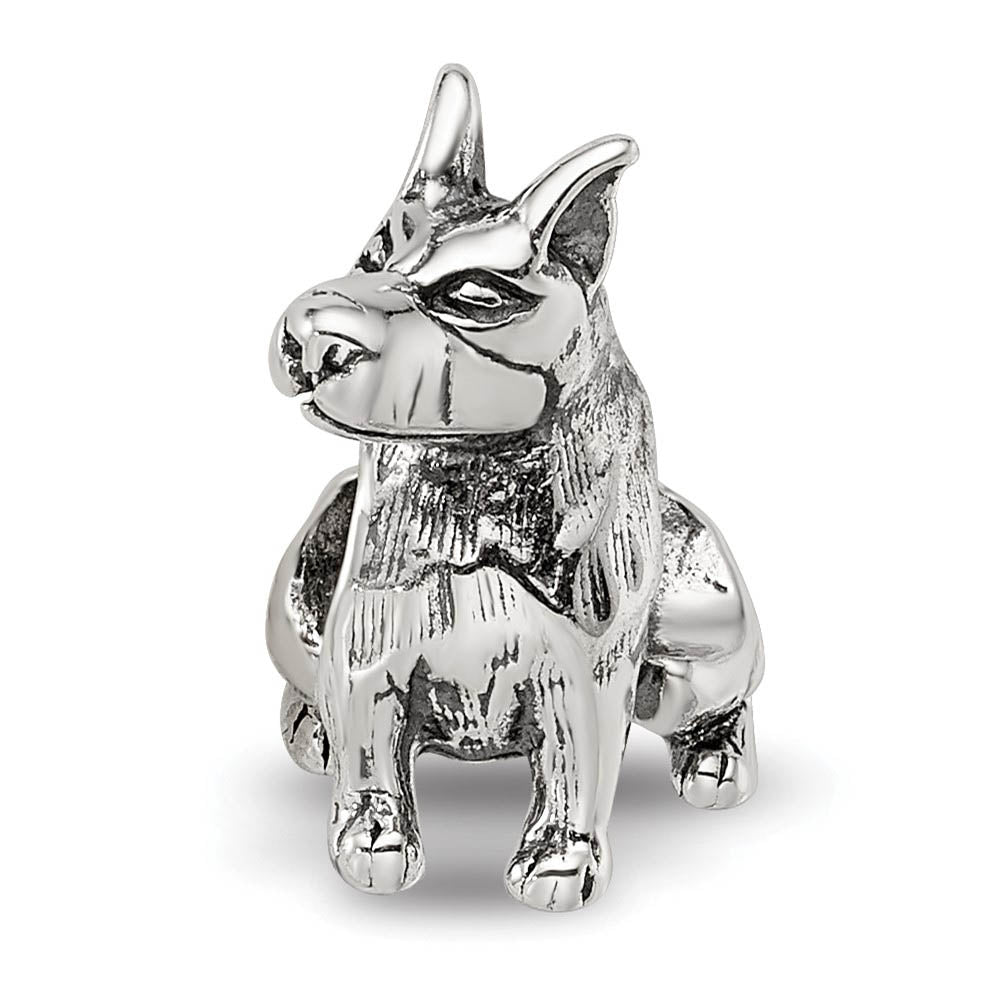 Alternate view of the Sterling Silver Doberman Pinscher Bead Charm by The Black Bow Jewelry Co.