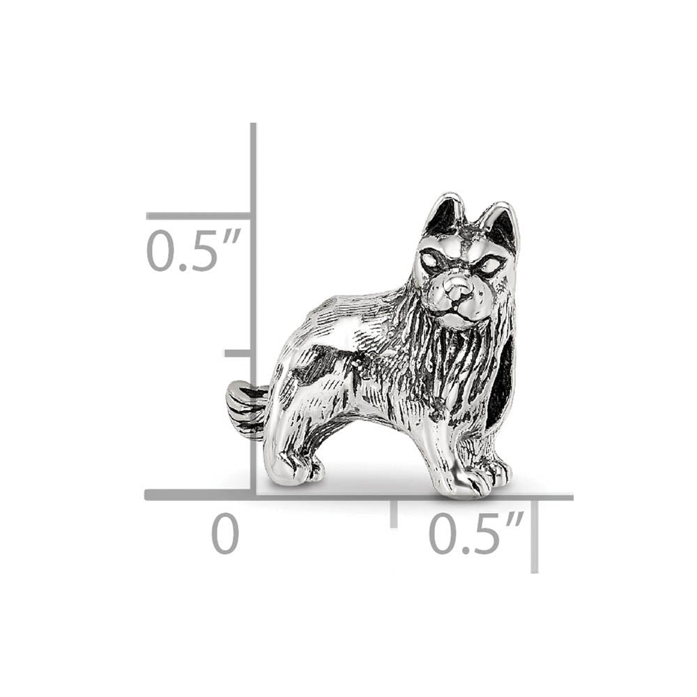 Alternate view of the Sterling Silver German Shepherd Bead Charm by The Black Bow Jewelry Co.