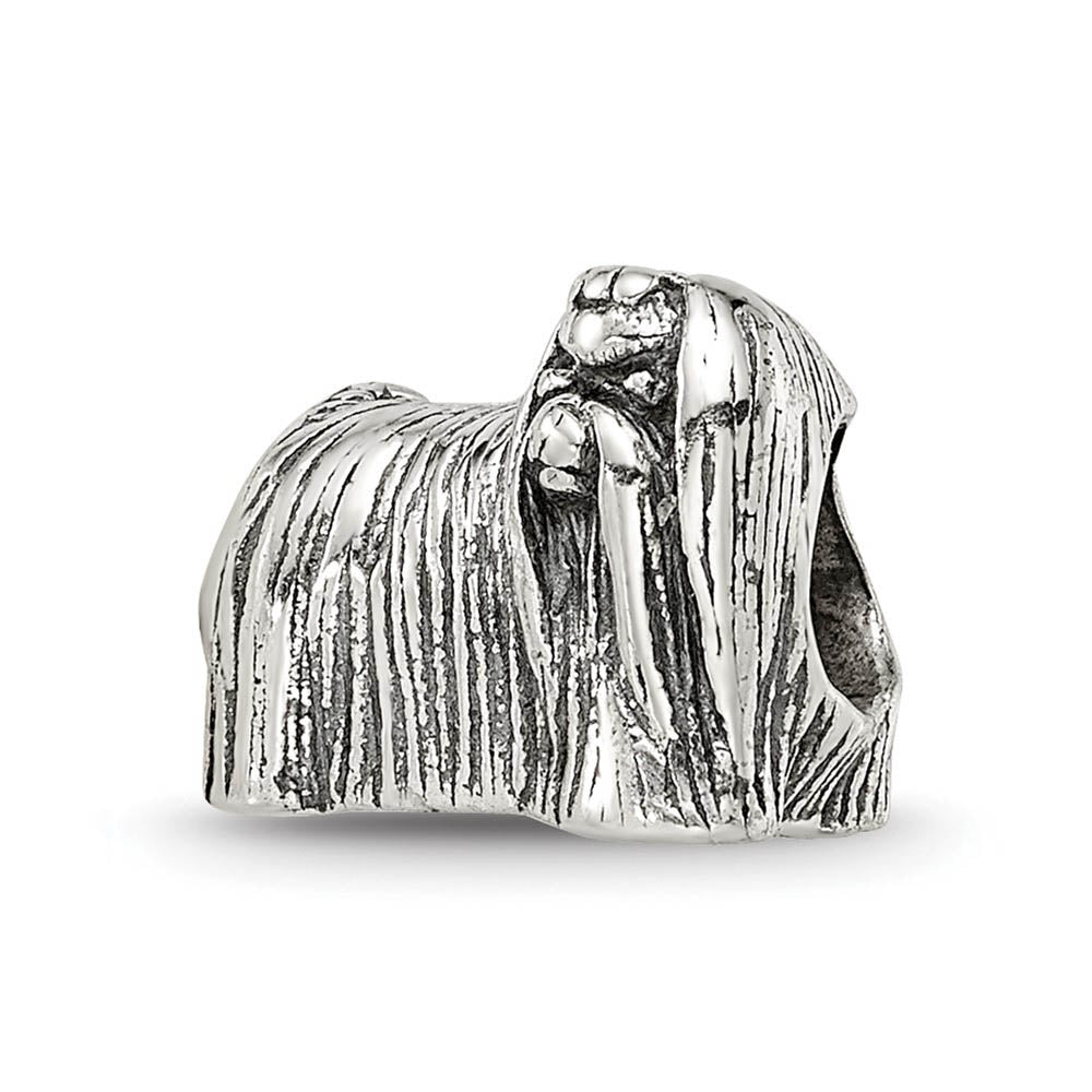 Sterling Silver Maltese Dog Bead Charm, Item B10592 by The Black Bow Jewelry Co.