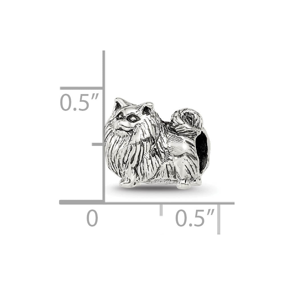 Alternate view of the Sterling Silver Pomeranian Bead Charm by The Black Bow Jewelry Co.