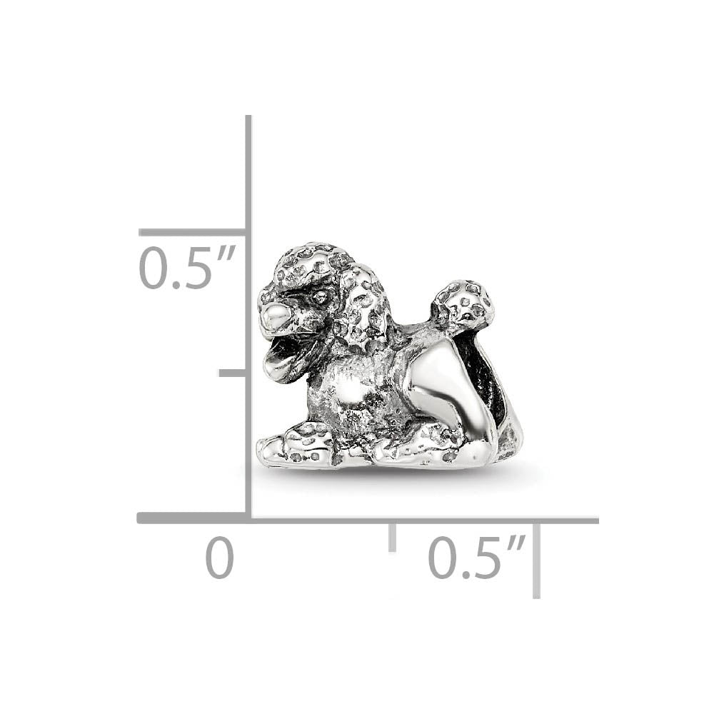 Alternate view of the Sterling Silver Poodle Bead Charm by The Black Bow Jewelry Co.