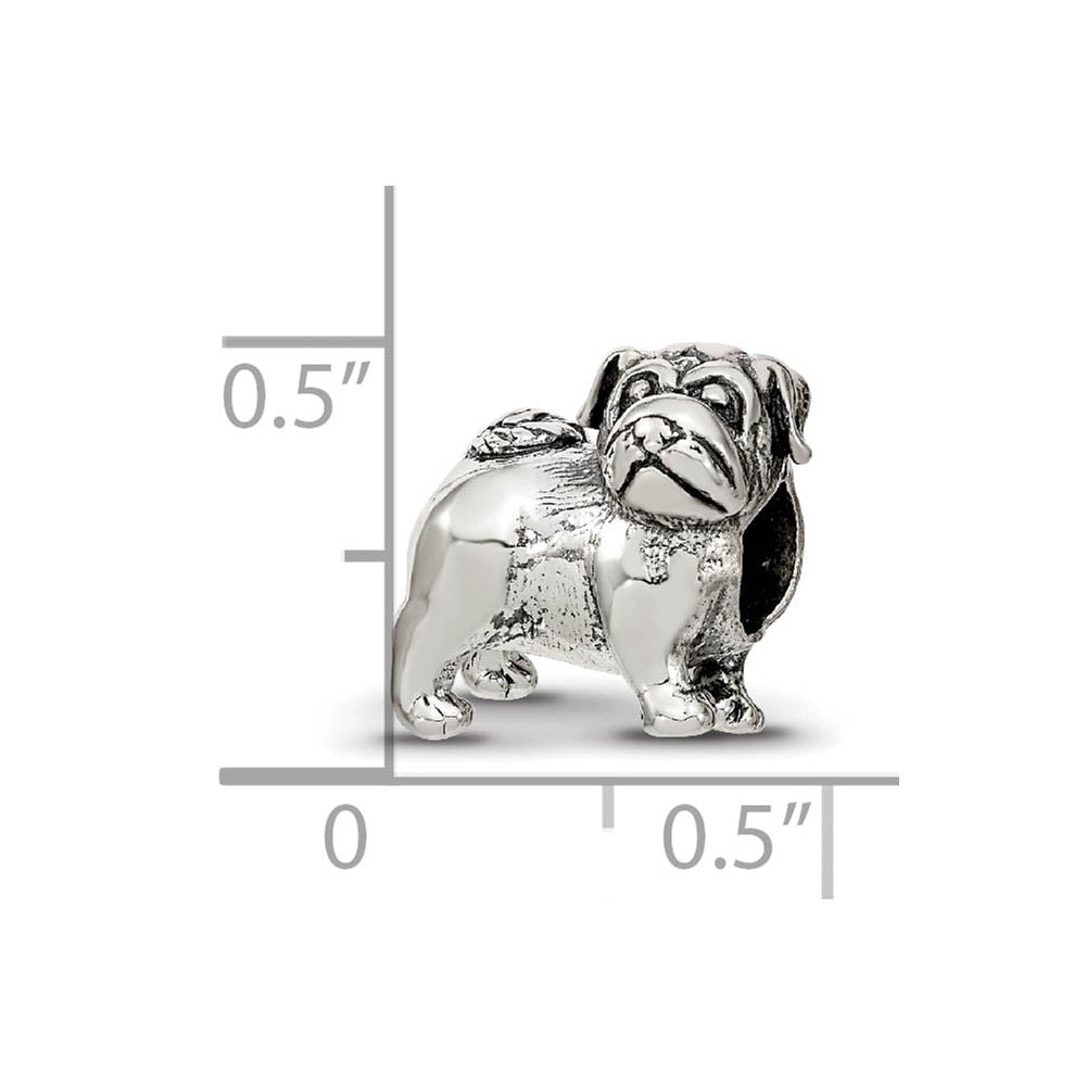 Alternate view of the Sterling Silver Pug Bead Charm by The Black Bow Jewelry Co.