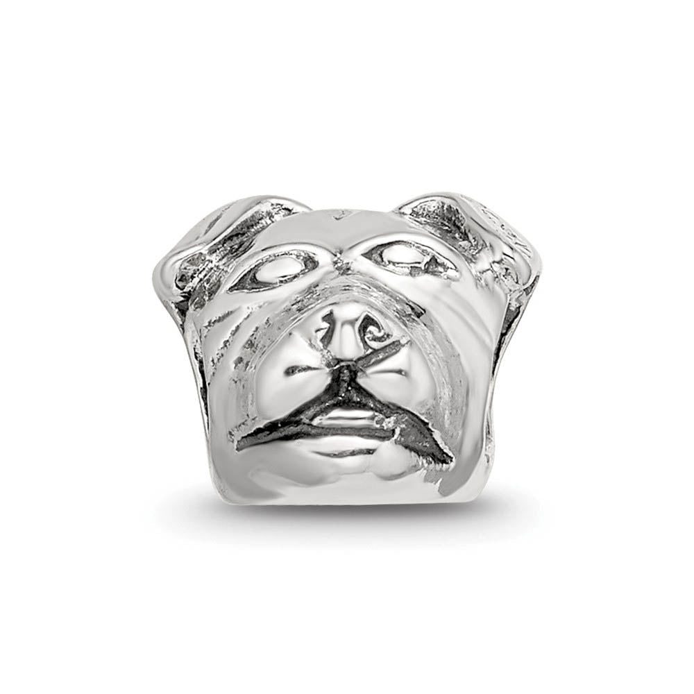 Alternate view of the Sterling Silver Rottweiler Head Bead Charm by The Black Bow Jewelry Co.