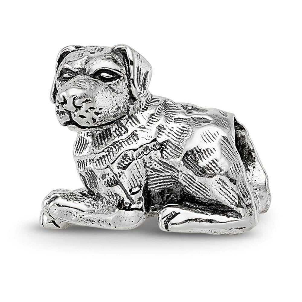 Sterling Silver Rottweiler Bead Charm, Item B10598 by The Black Bow Jewelry Co.