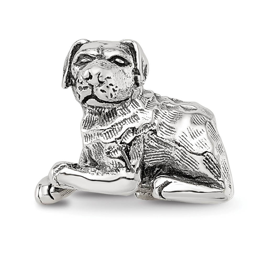 Alternate view of the Sterling Silver Rottweiler Bead Charm by The Black Bow Jewelry Co.