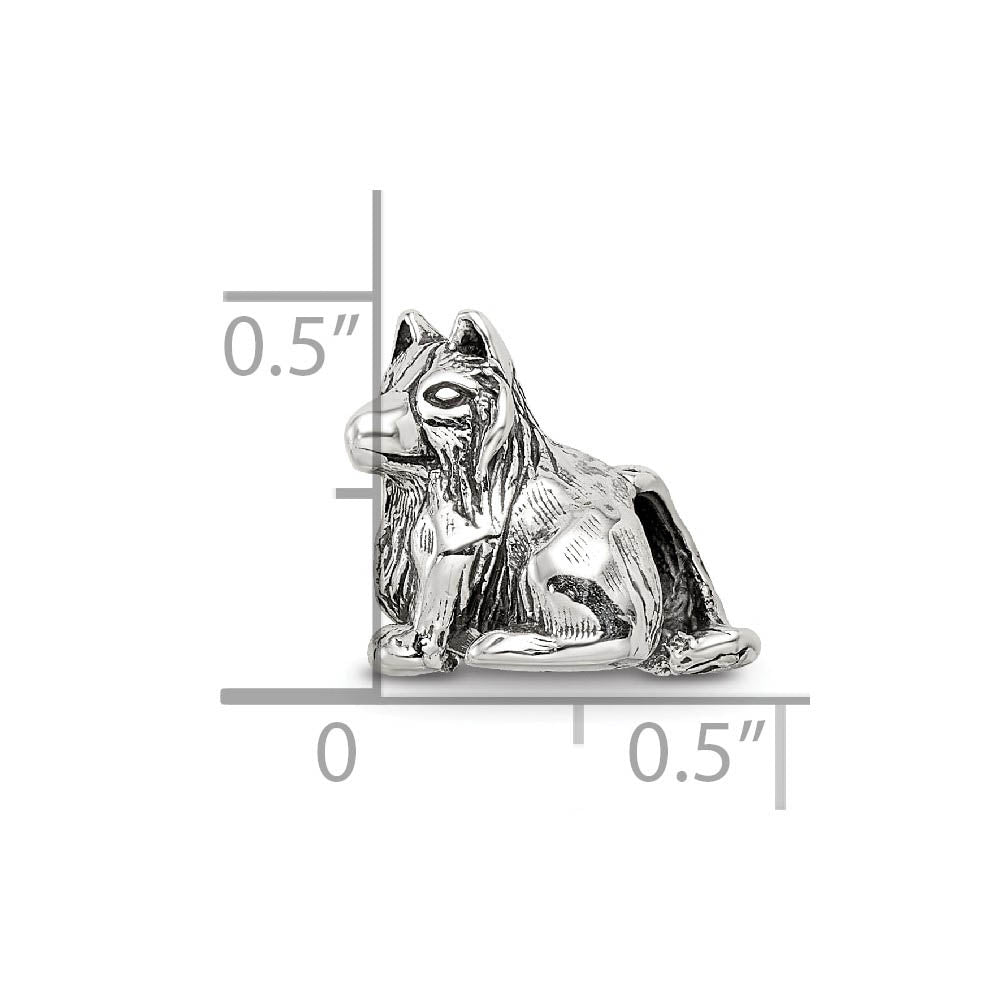 Alternate view of the Sterling Silver Shetland Sheepdog Bead Charm by The Black Bow Jewelry Co.