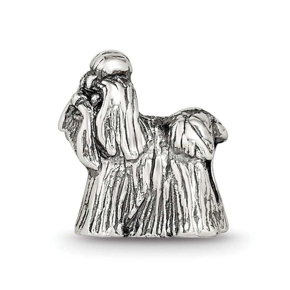 Alternate view of the Sterling Silver 3D Shih Tzu Bead Charm by The Black Bow Jewelry Co.