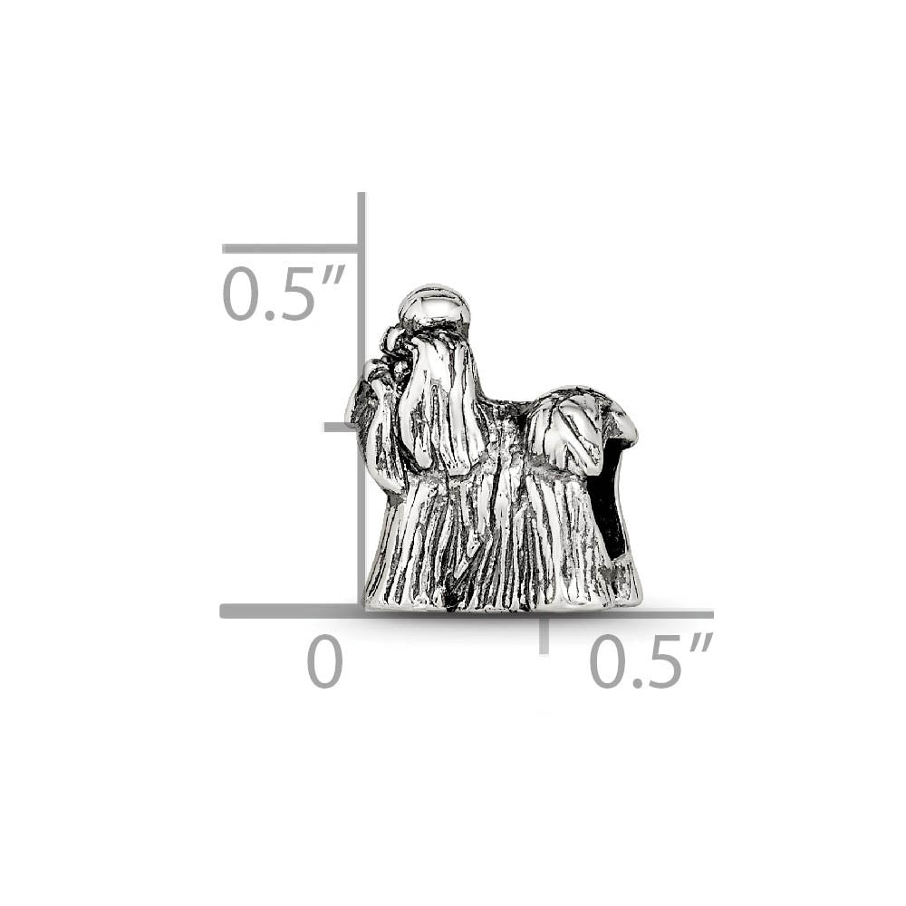 Alternate view of the Sterling Silver 3D Shih Tzu Bead Charm by The Black Bow Jewelry Co.