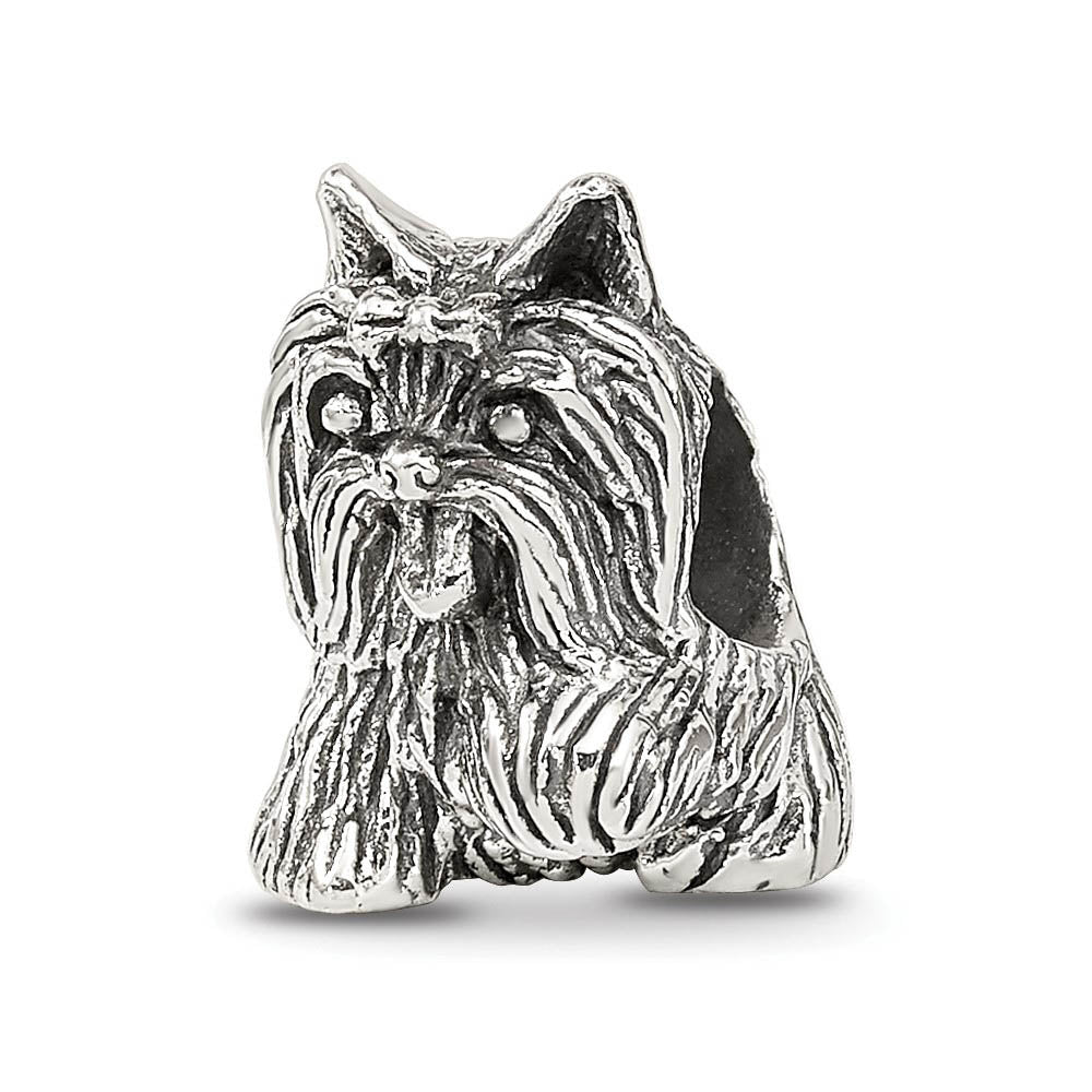 Sterling Silver Yorkshire Terrier Bead Charm, Item B10602 by The Black Bow Jewelry Co.