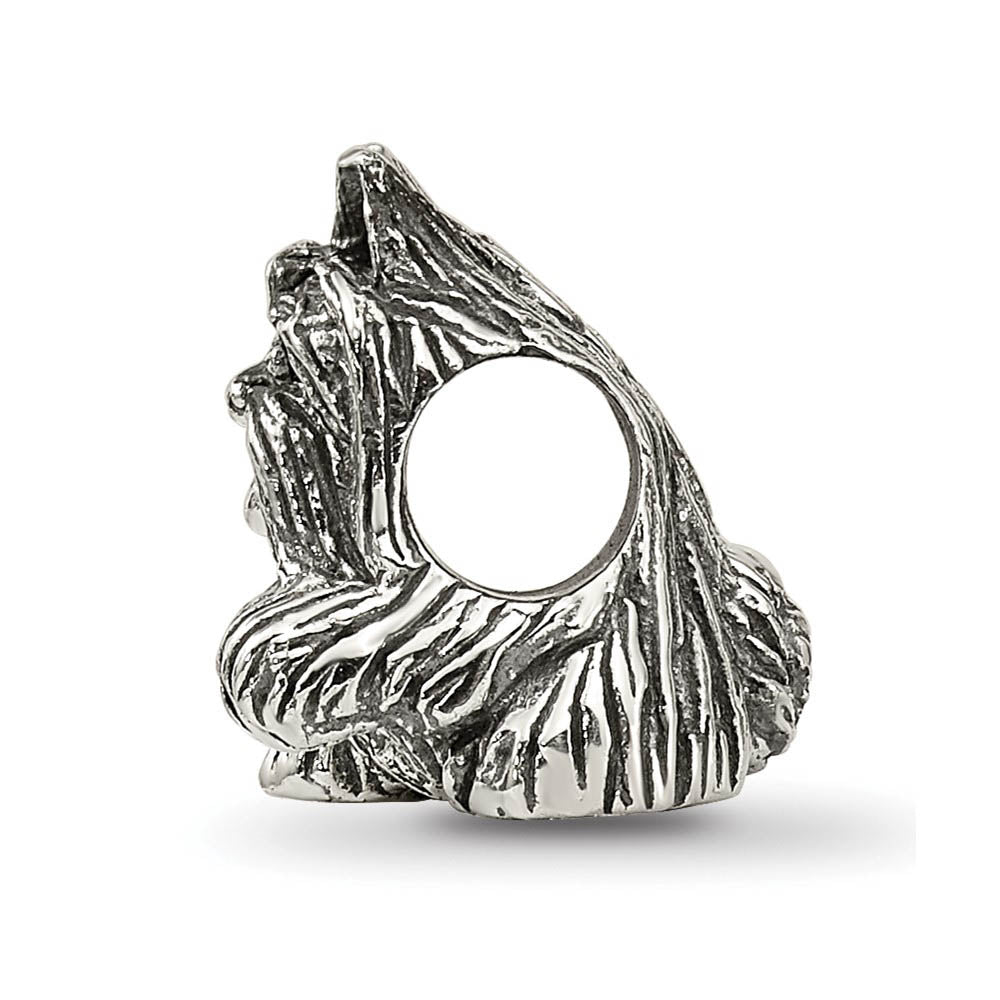 Alternate view of the Sterling Silver Yorkshire Terrier Bead Charm by The Black Bow Jewelry Co.