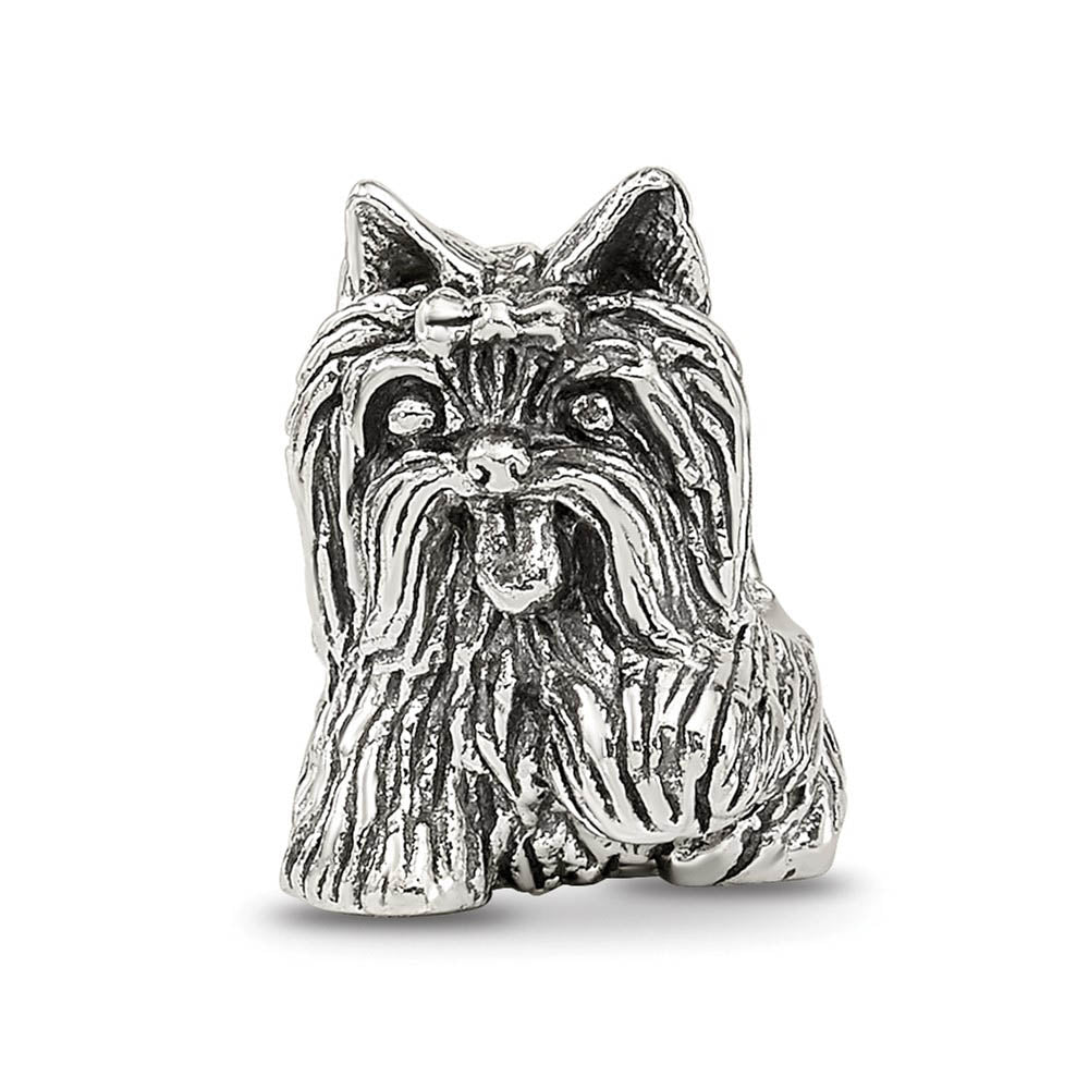 Alternate view of the Sterling Silver Yorkshire Terrier Bead Charm by The Black Bow Jewelry Co.