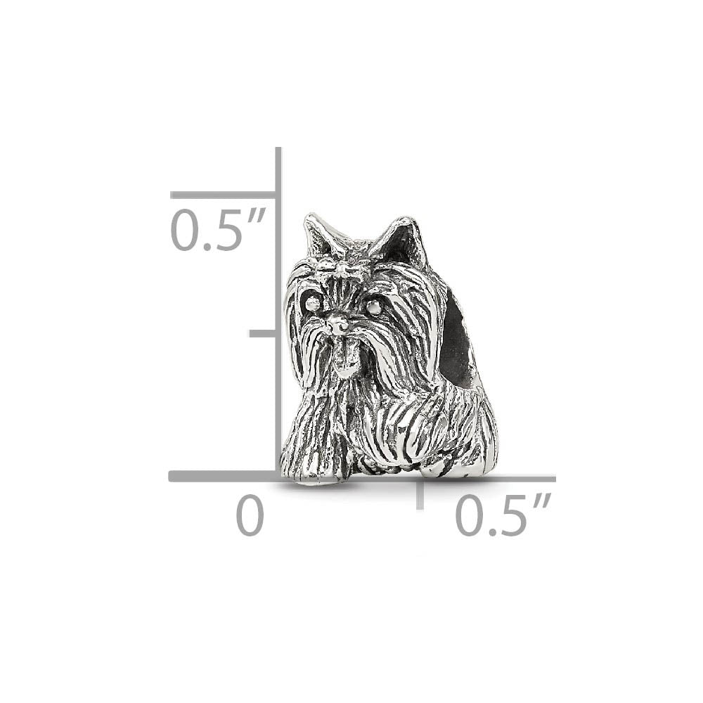 Alternate view of the Sterling Silver Yorkshire Terrier Bead Charm by The Black Bow Jewelry Co.