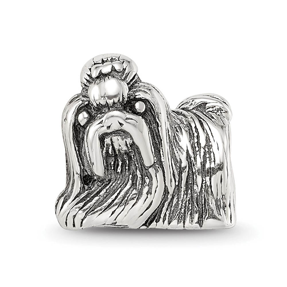 Alternate view of the Sterling Silver Shih Tzu Bead Charm by The Black Bow Jewelry Co.