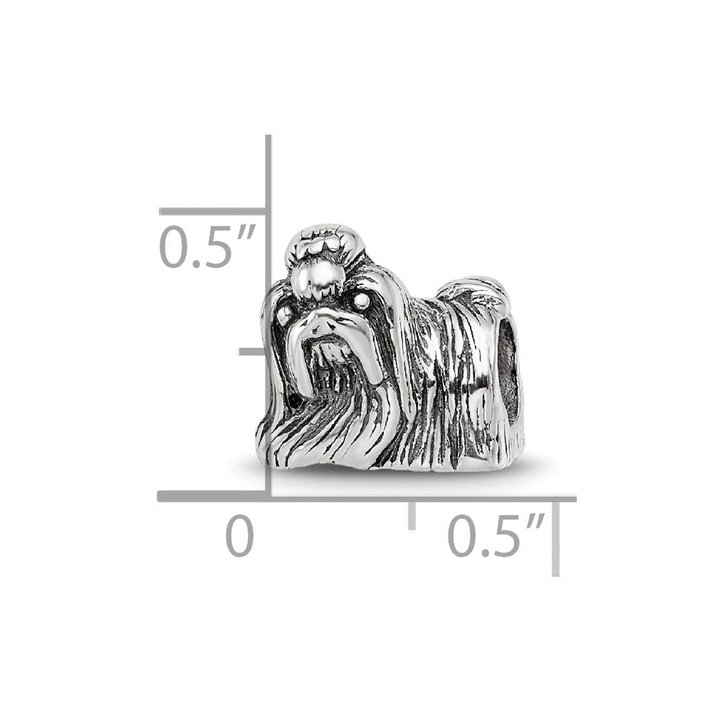 Alternate view of the Sterling Silver Shih Tzu Bead Charm by The Black Bow Jewelry Co.