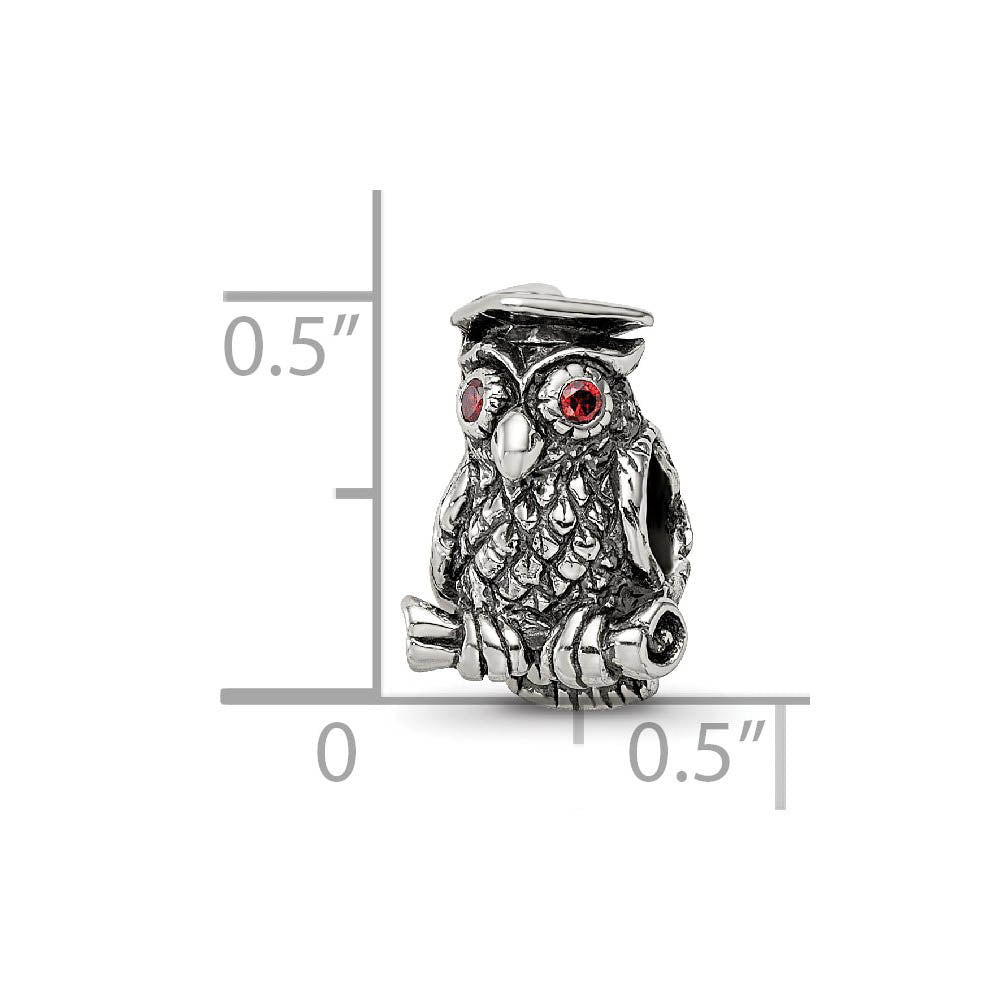 Alternate view of the Sterling Silver and CZ Wise Owl Bead Charm by The Black Bow Jewelry Co.