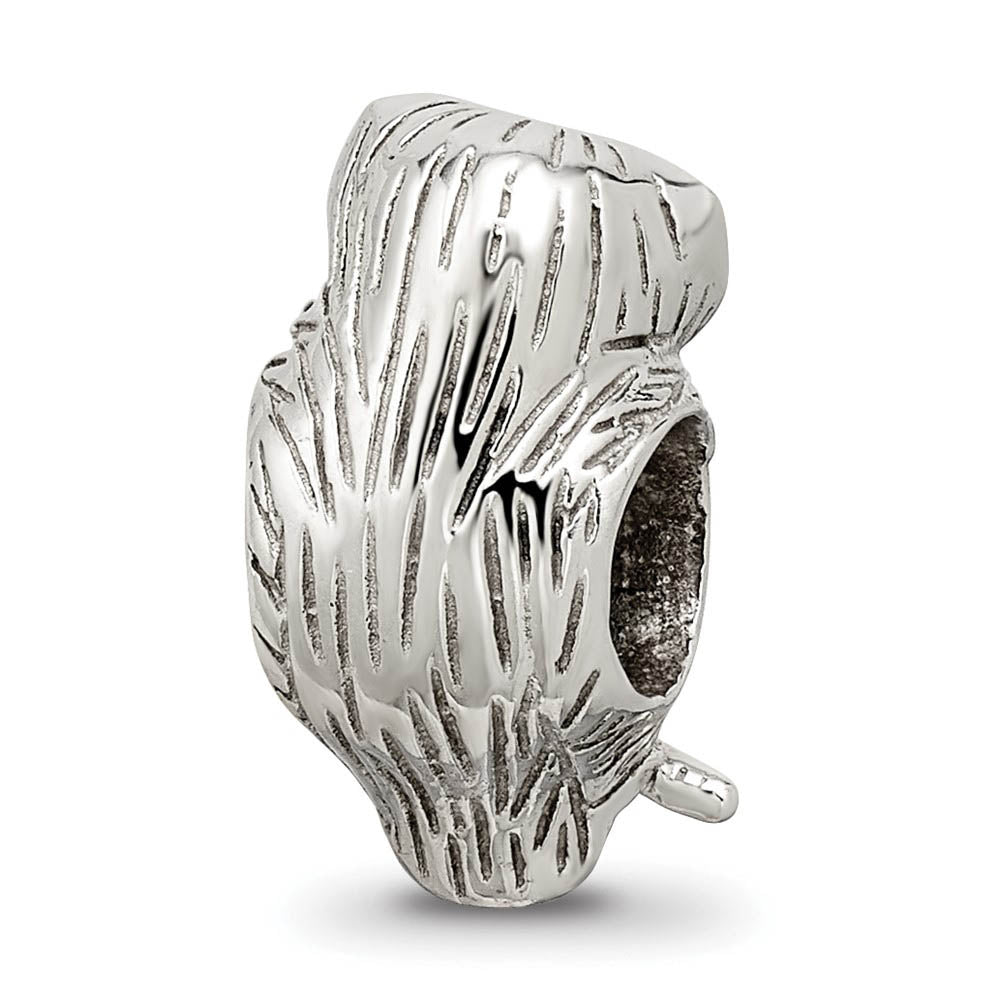 Alternate view of the Sterling Silver, CZ and White Enameled Wise Owl Bead Charm by The Black Bow Jewelry Co.