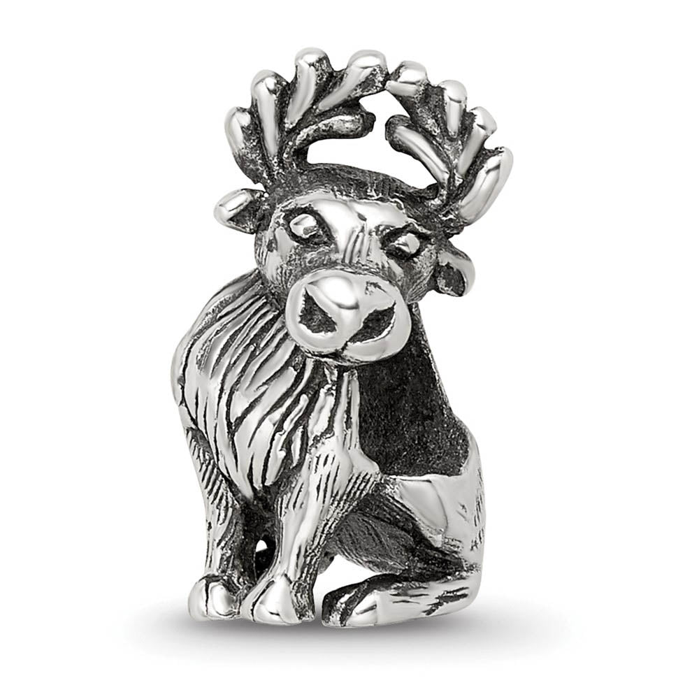 Sterling Silver Moose Bead Charm, Item B10612 by The Black Bow Jewelry Co.