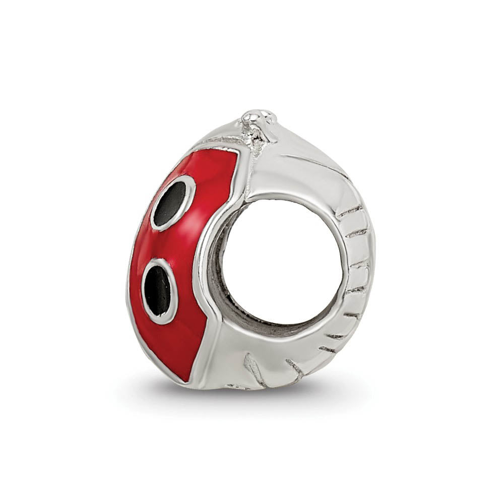 Alternate view of the Sterling Silver, CZ and Enameled Ladybug Bead Charm by The Black Bow Jewelry Co.