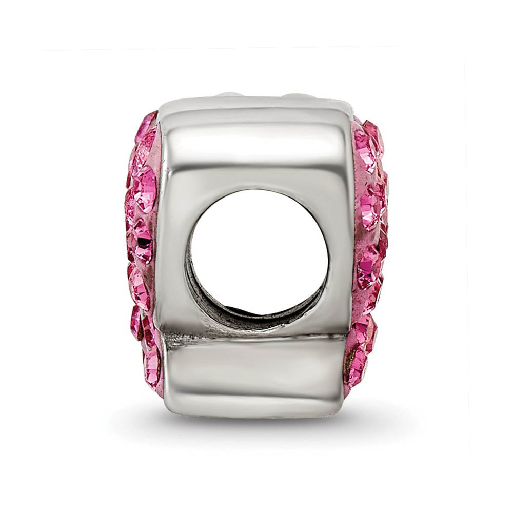 Alternate view of the Sterling Silver with Bright Pink Crystals Butterfly Bead Charm by The Black Bow Jewelry Co.