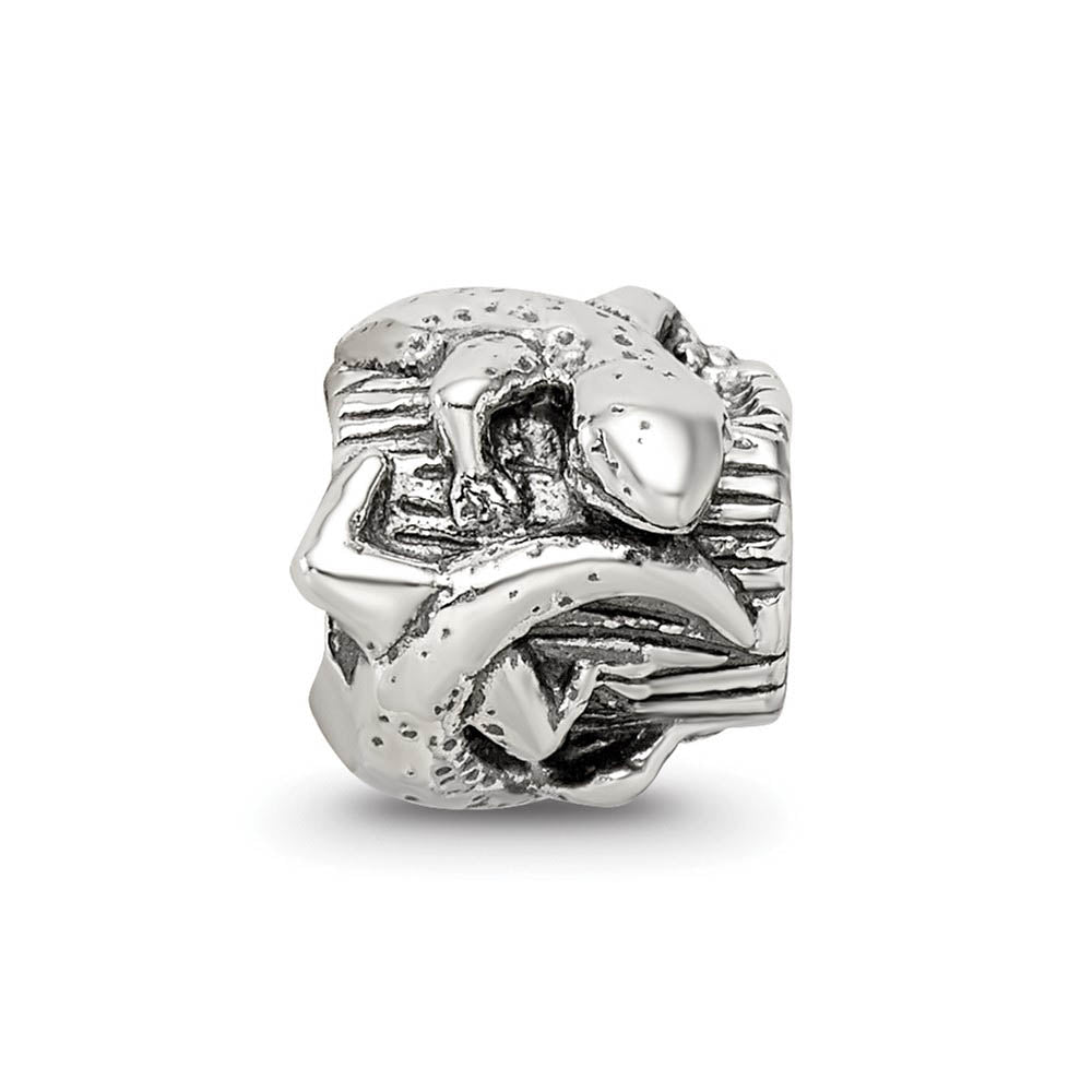 Alternate view of the Sterling Silver Lizard on a Log Bead Charm by The Black Bow Jewelry Co.