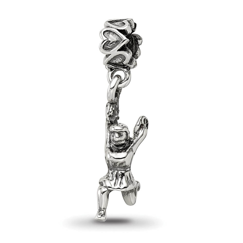 Sterling Silver Cheerleader Dangle Bead Charm, Item B10623 by The Black Bow Jewelry Co.
