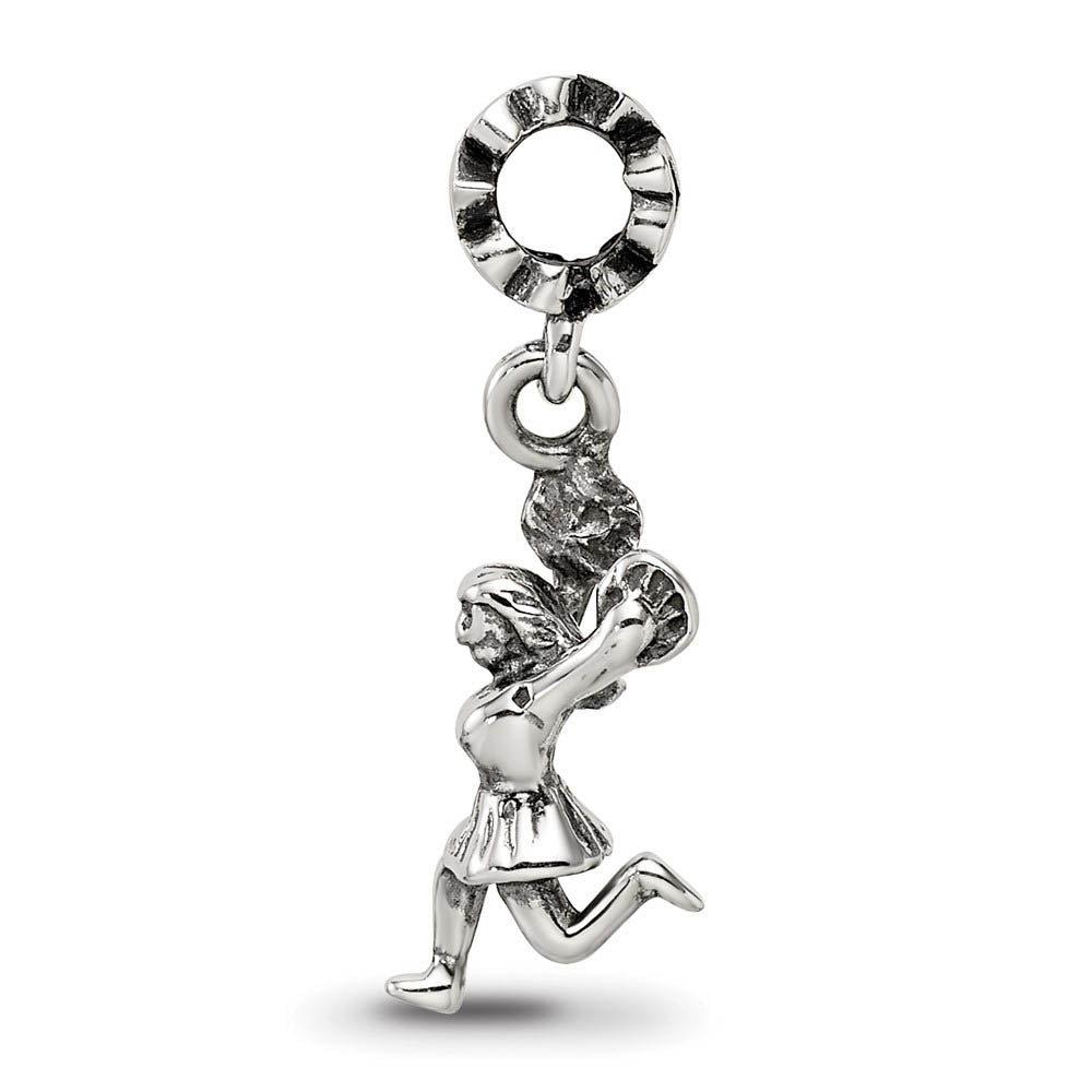Alternate view of the Sterling Silver Cheerleader Dangle Bead Charm by The Black Bow Jewelry Co.