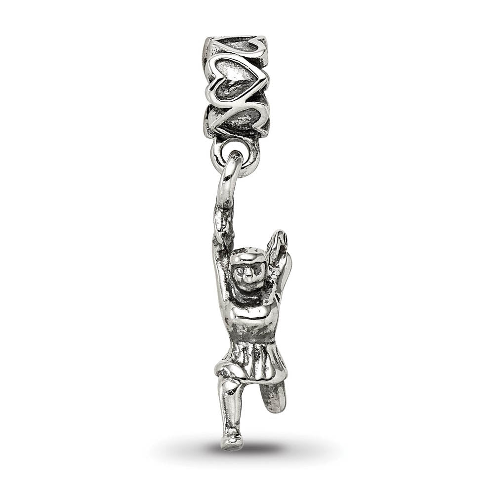 Alternate view of the Sterling Silver Cheerleader Dangle Bead Charm by The Black Bow Jewelry Co.