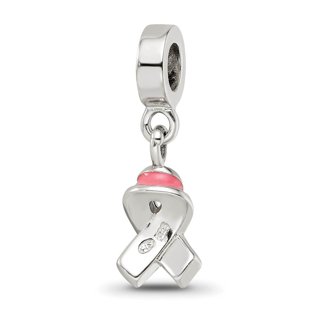 Alternate view of the Sterling Silver Enameled Awareness Dangle Bead Charm by The Black Bow Jewelry Co.