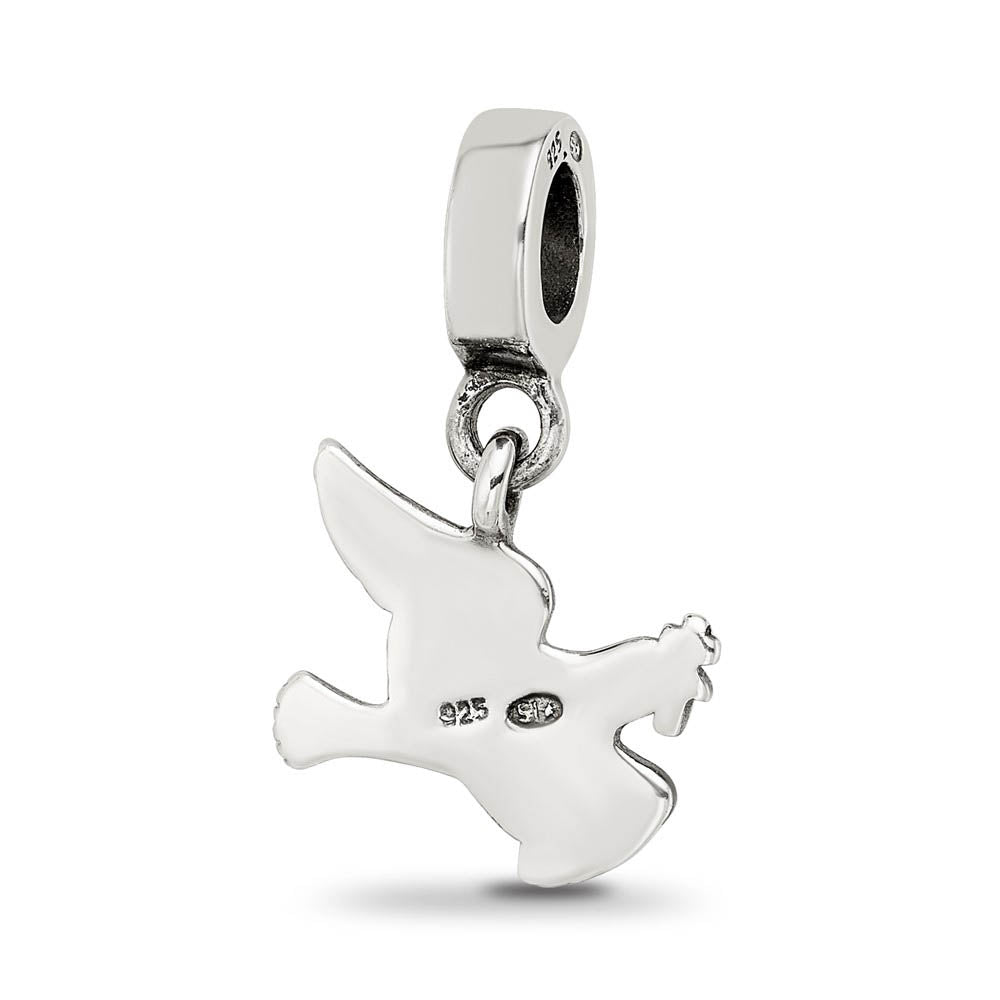 Alternate view of the Sterling Silver Dove Dangle Bead Charm by The Black Bow Jewelry Co.