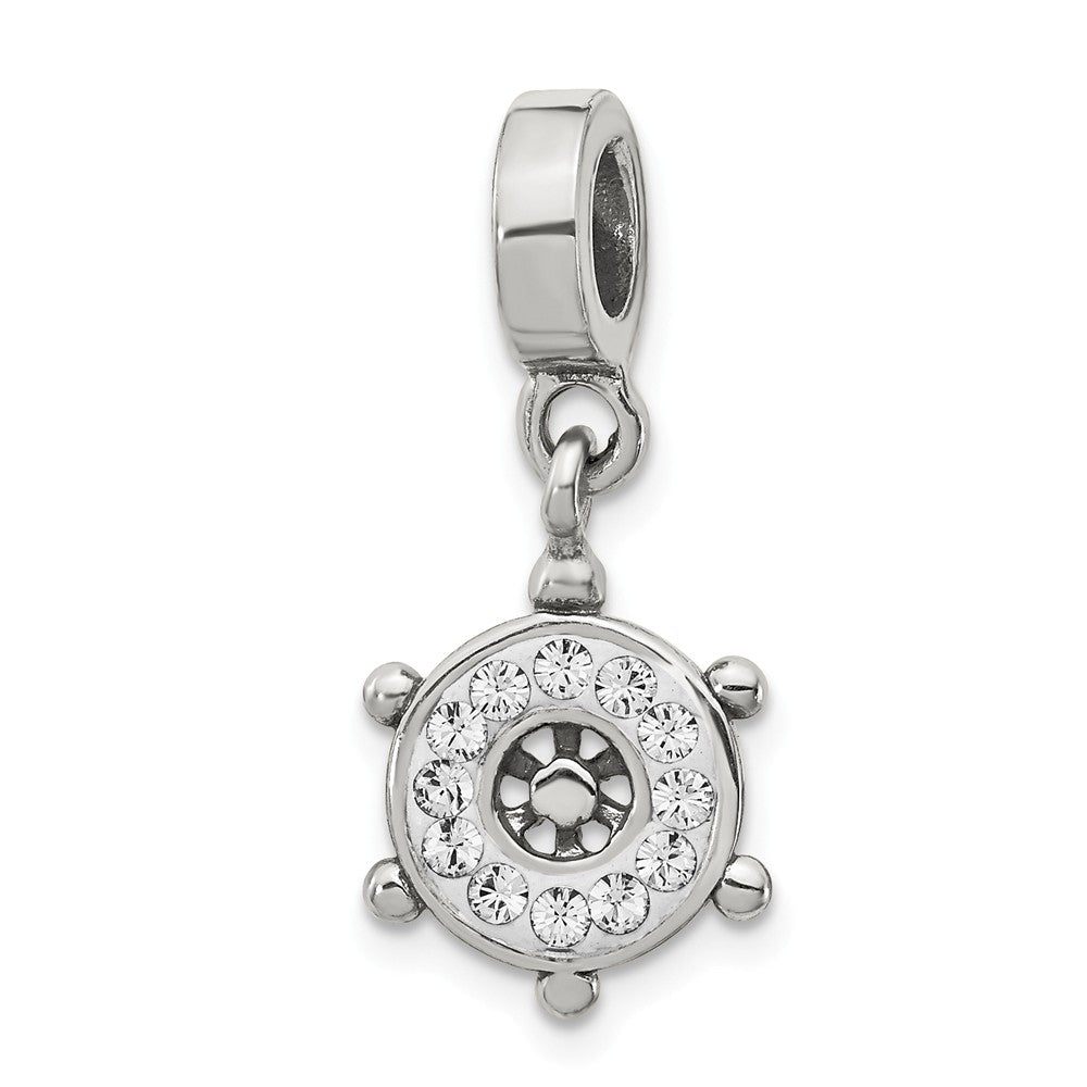 Sterling Silver with Clear Crystals Ships Wheel Bead Charm, Item B10633 by The Black Bow Jewelry Co.