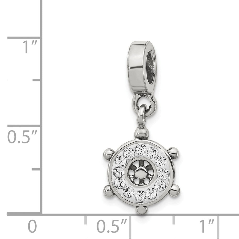 Alternate view of the Sterling Silver with Clear Crystals Ships Wheel Bead Charm by The Black Bow Jewelry Co.