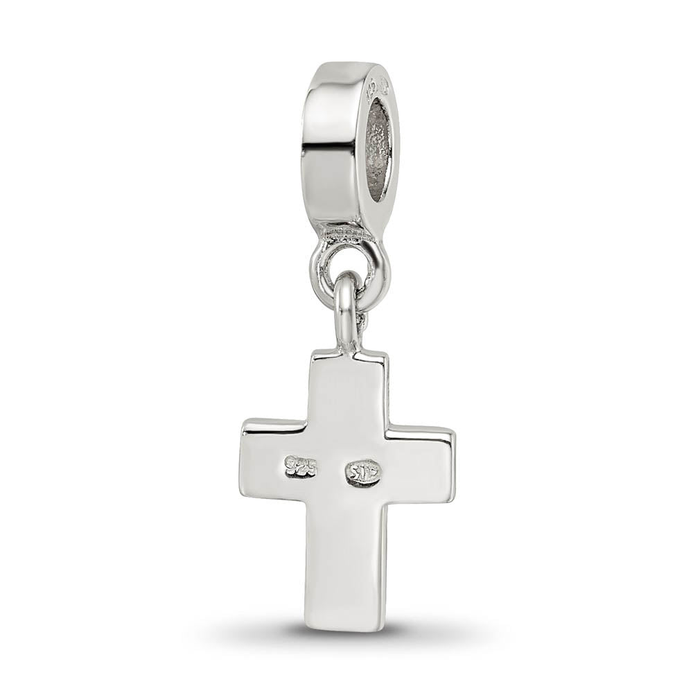 Alternate view of the Sterling Silver and Dark Red Crystal Cross Dangle Bead Charm by The Black Bow Jewelry Co.