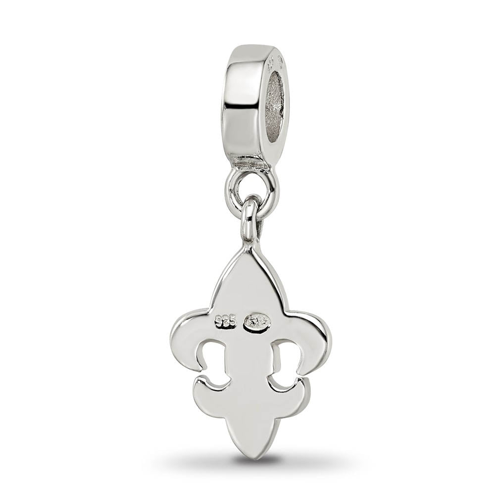 Alternate view of the Sterling Silver and Red Crystal Fleur De Lis Dangle Bead Charm by The Black Bow Jewelry Co.