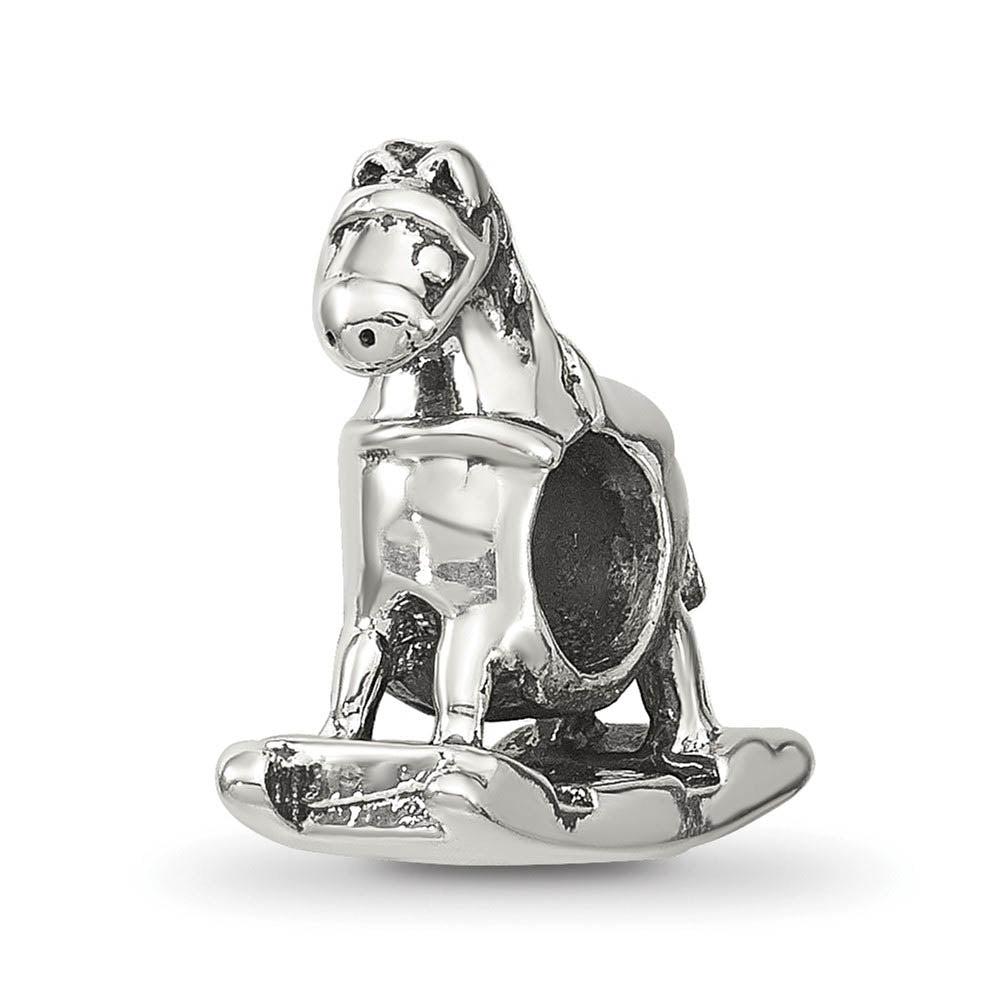 Sterling Silver Rocking Horse Bead Charm, Item B10647 by The Black Bow Jewelry Co.