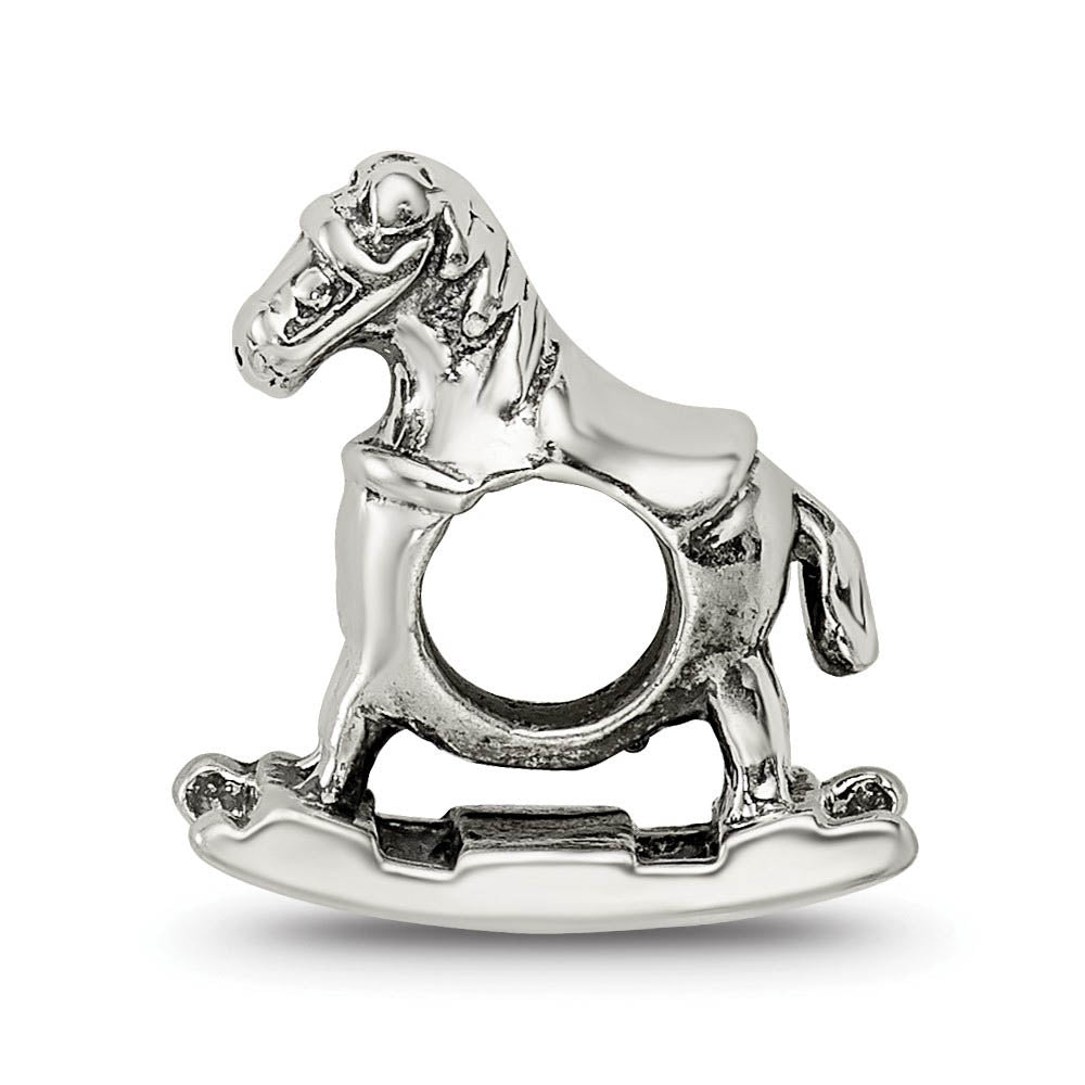 Alternate view of the Sterling Silver Rocking Horse Bead Charm by The Black Bow Jewelry Co.