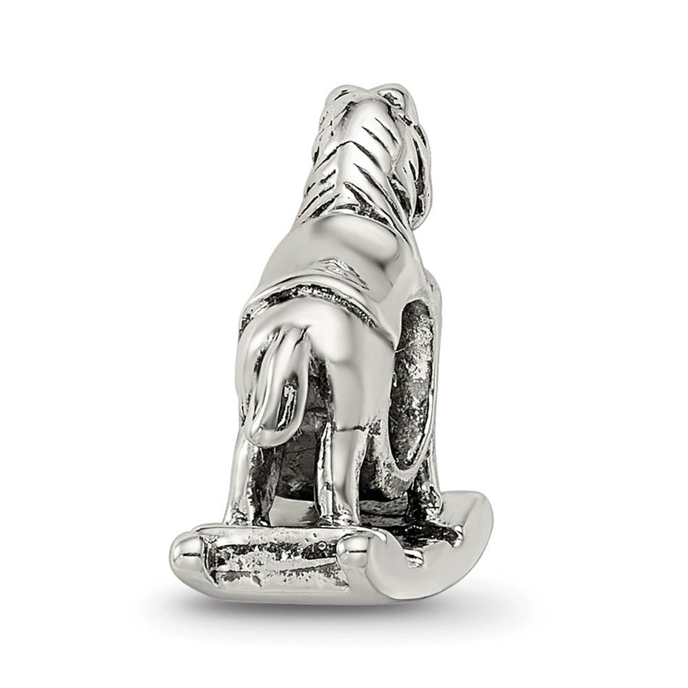 Alternate view of the Sterling Silver Rocking Horse Bead Charm by The Black Bow Jewelry Co.