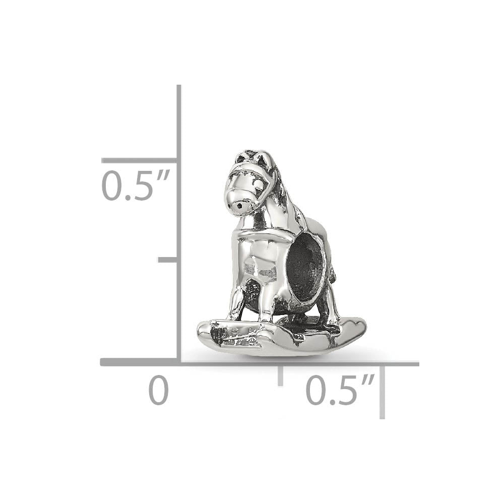 Alternate view of the Sterling Silver Rocking Horse Bead Charm by The Black Bow Jewelry Co.