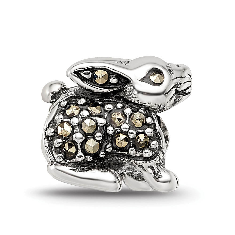 Alternate view of the Sterling Silver and Marcasite Rabbit Bead Charm by The Black Bow Jewelry Co.