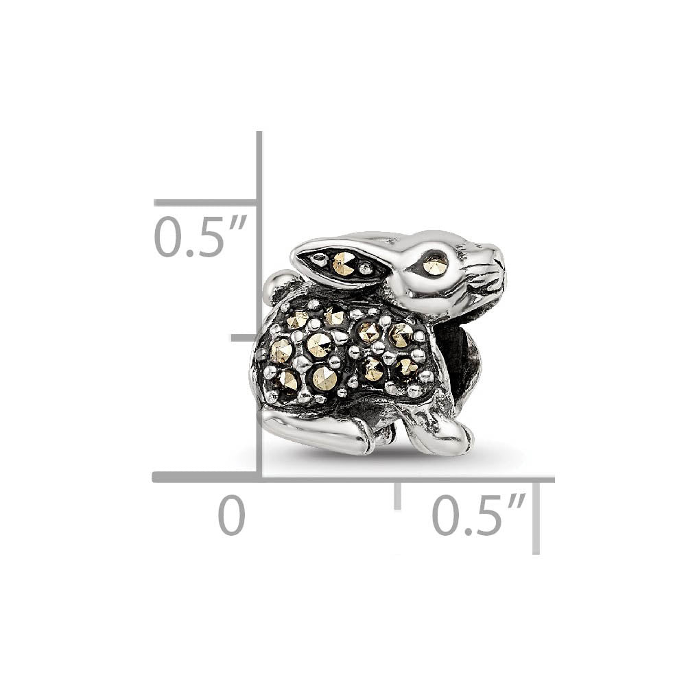 Alternate view of the Sterling Silver and Marcasite Rabbit Bead Charm by The Black Bow Jewelry Co.
