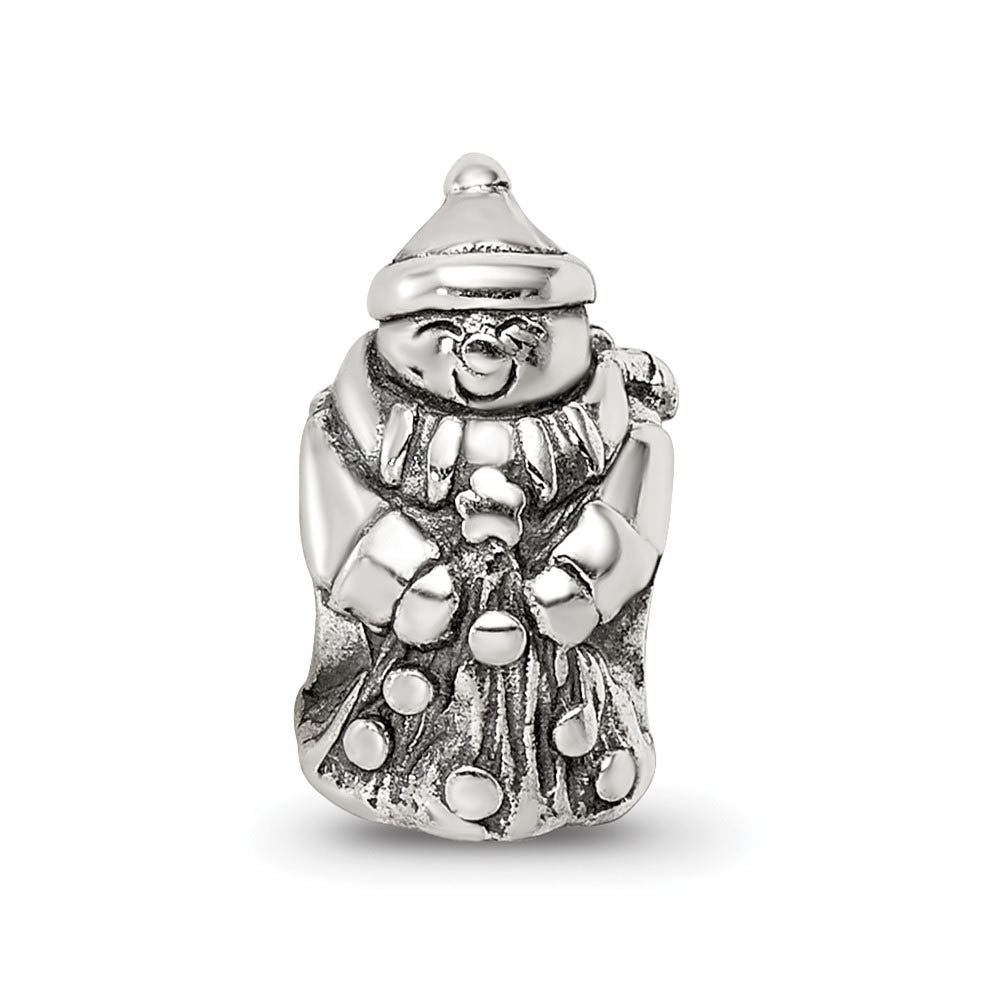 Alternate view of the Sterling Silver Snowman Bead Charm by The Black Bow Jewelry Co.